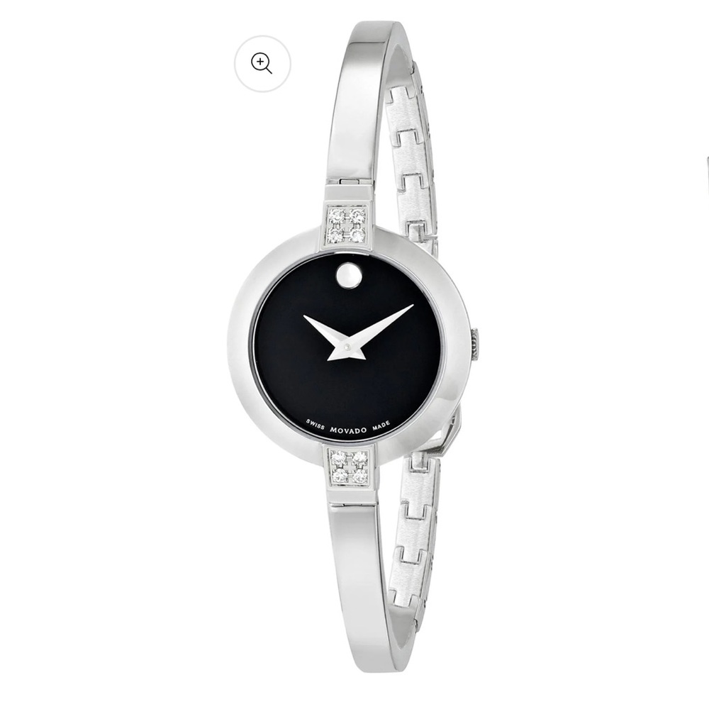 Movado Women's Black Dial Silver Watch